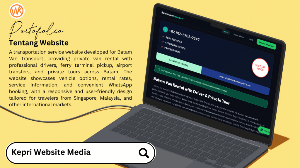 Batam Van Transport Website by KWM Webs